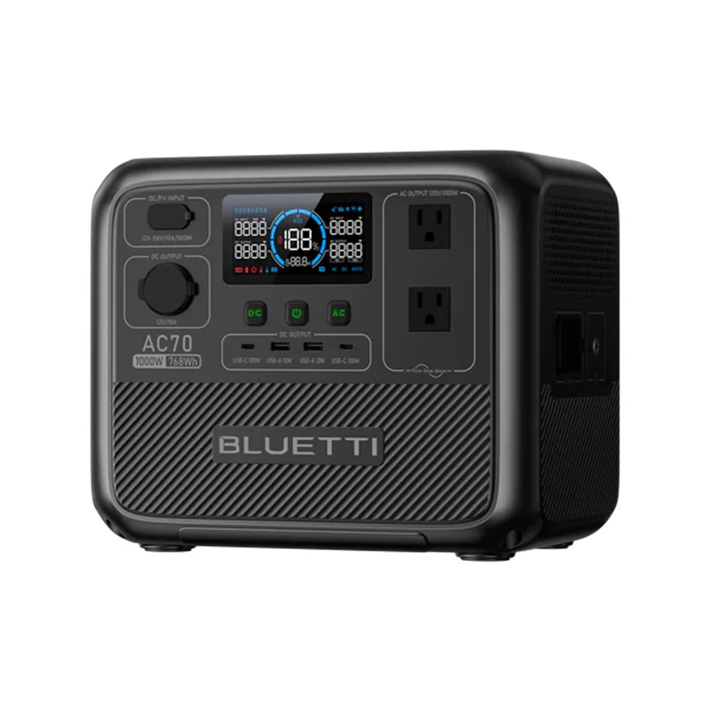 【US PLUG】BLUETTI AC70 Portable Power Station | 1000W 768Wh, Generator for Road Trip, Off-grid, Power Outage