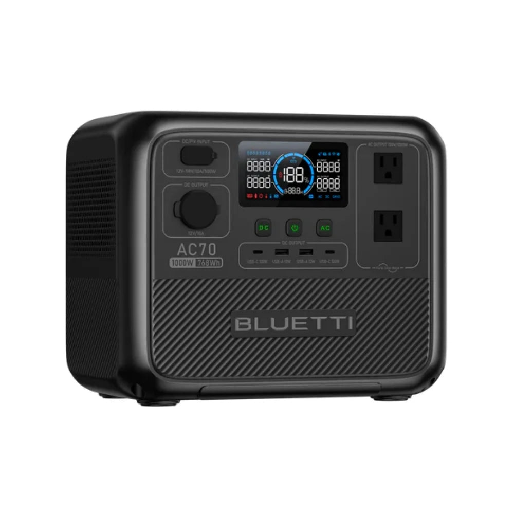 【US PLUG】BLUETTI AC70 Portable Power Station | 1000W 768Wh, Generator for Road Trip, Off-grid, Power Outage