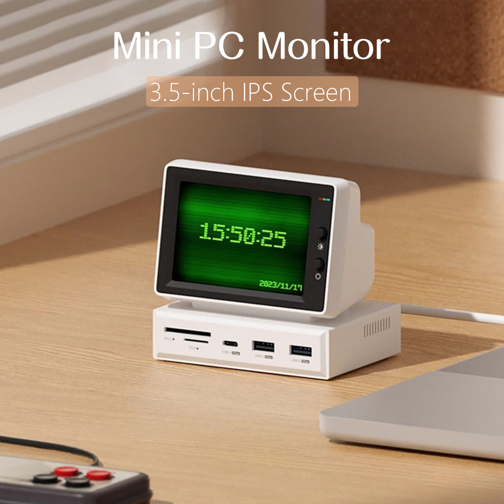 3.5inch HDD Data Monitor Display Sub Screen with USB C Hub for Laptop PC MacBook IPS Mini Screen AIDA64 Mini PC CPU RAM