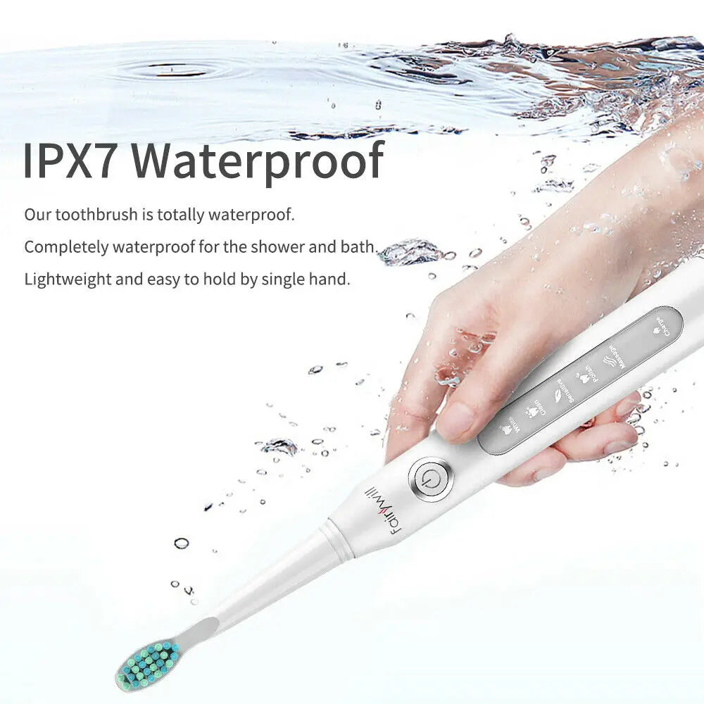 Fairywill Electric Sonic Toothbrush FW-D7 USB Charge Rechargeable Adult Waterproof Electronic Tooth Brushes Replacement Heads 8