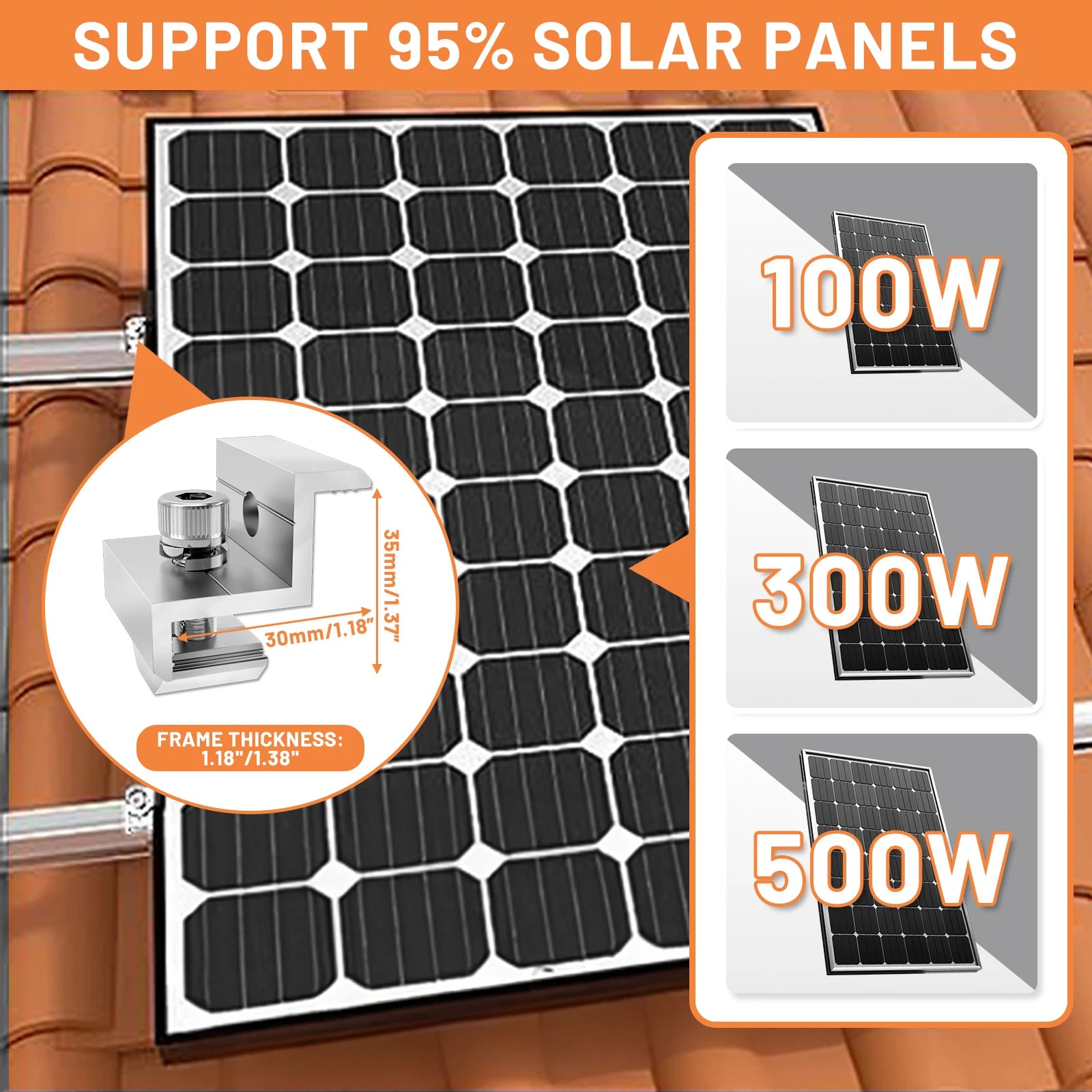 CP-SETUNO Solar Panel Mounting Set, Photovoltaic Mounting Rail for 1/2/4 Solar Panel, 300 mm Aluminum Mounting Rail, for 30/35 m