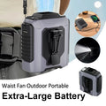 2026 New Portable Waist Fan with Power Bank LED Lighting Hanging Neck Fan 5 Speed Strong Airflow Cooling Fan for Outdoor Working