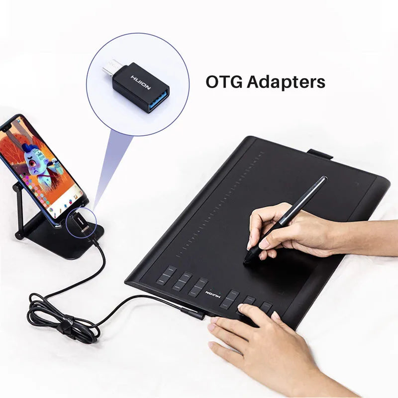 HUION Inspiroy H1060P Graphics Drawing Tablet with 8192 Pressure Sensitivity Battery-Free Stylus and 12 Customized Hot Keys, 10