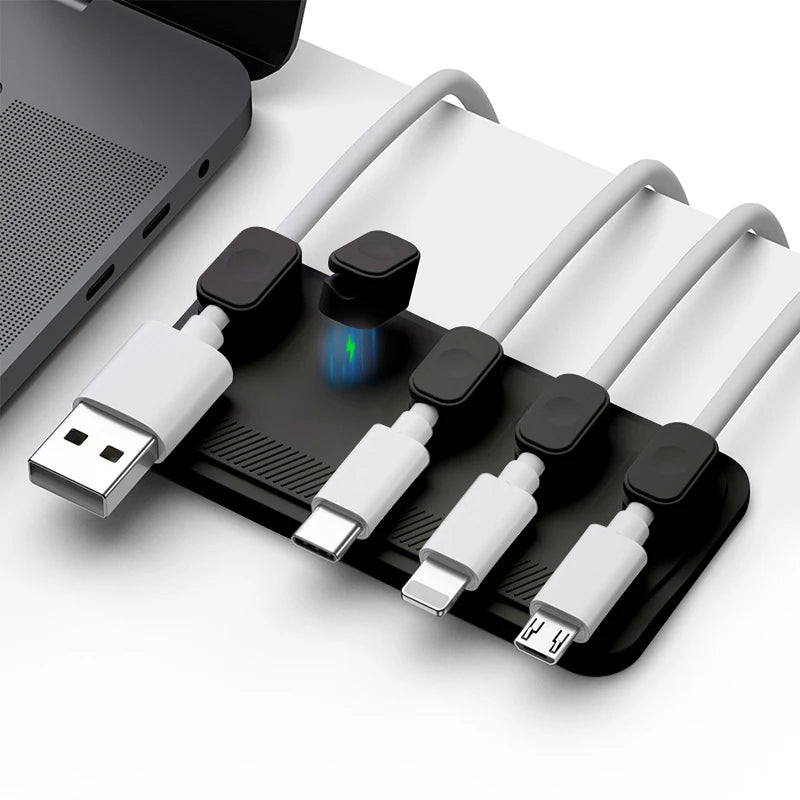 Multipurpose Magnetic Organizer Desktop Cable Clip Mouse Wire Protector Cord Winder Self-Adhesive Fixed USB Charging Line Holder