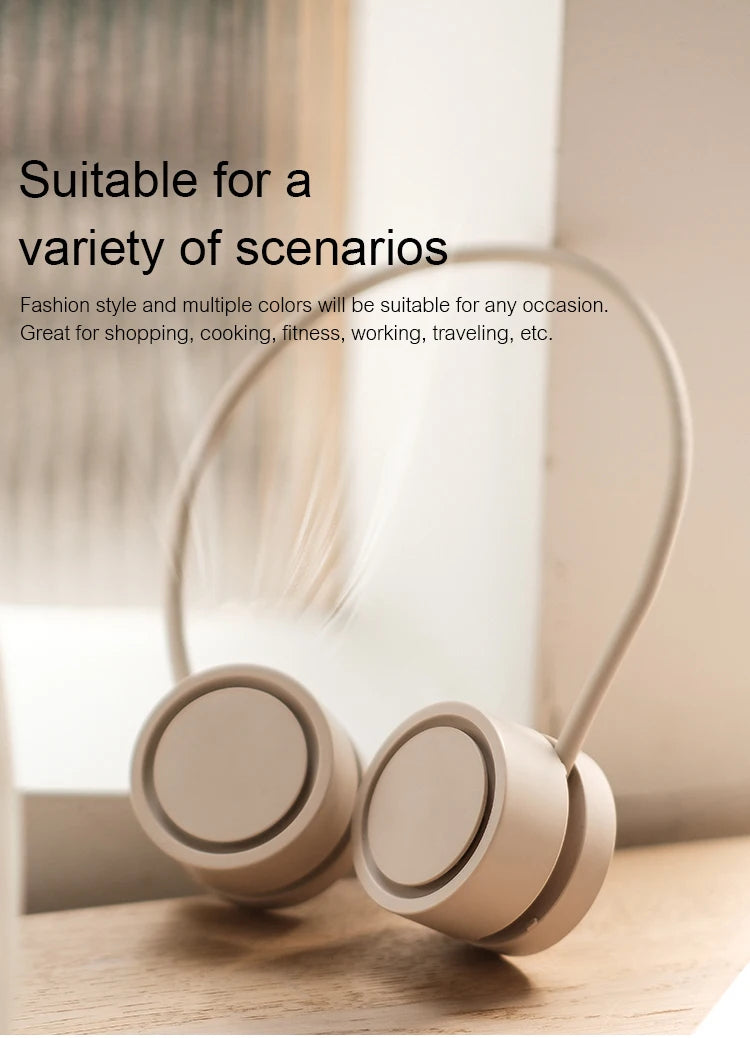 Kinscoter Mini Neck Fan Portable USB Rechargeable Mute Sports NeckFans for Outdoor Ventilador Portatil Abanicos Cooling