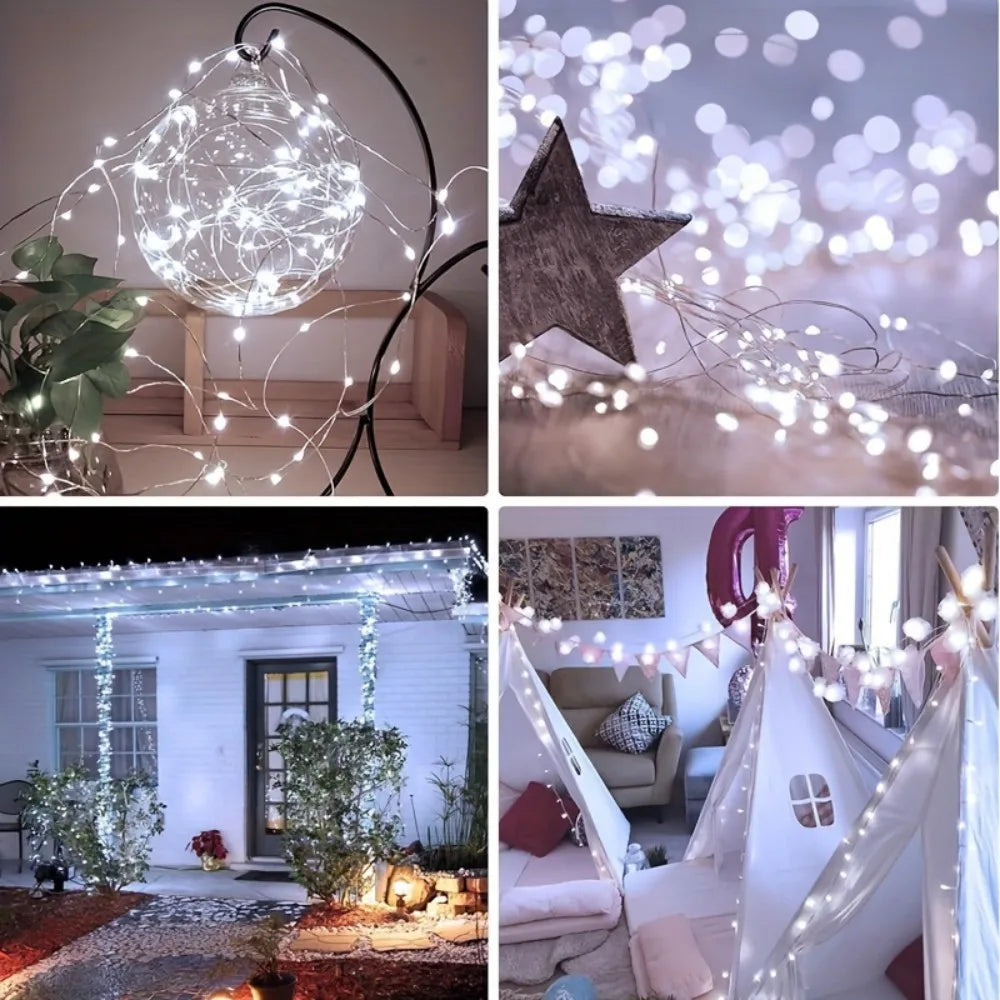 1PC 7M/12M/22M/32M Copper Wire Fairy Light String,Solar-powered,8 Lighting Modes,Used for Wedding,Indoor,Festival,Bedroom,Party