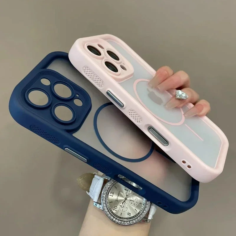 Trendy 2 in 1 Skin Feel Case for iPhone 17 Air 16 15 14 12 13 Pro Max For MagSafe Wireless Charging Shockproof Protection Funda