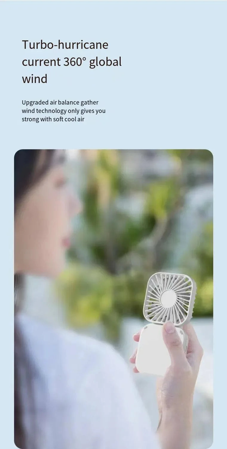 Portable Fan Super Mini Handheld Fan USB Rechargeable Fan Foldable Hand Held Small Pocket Fan
