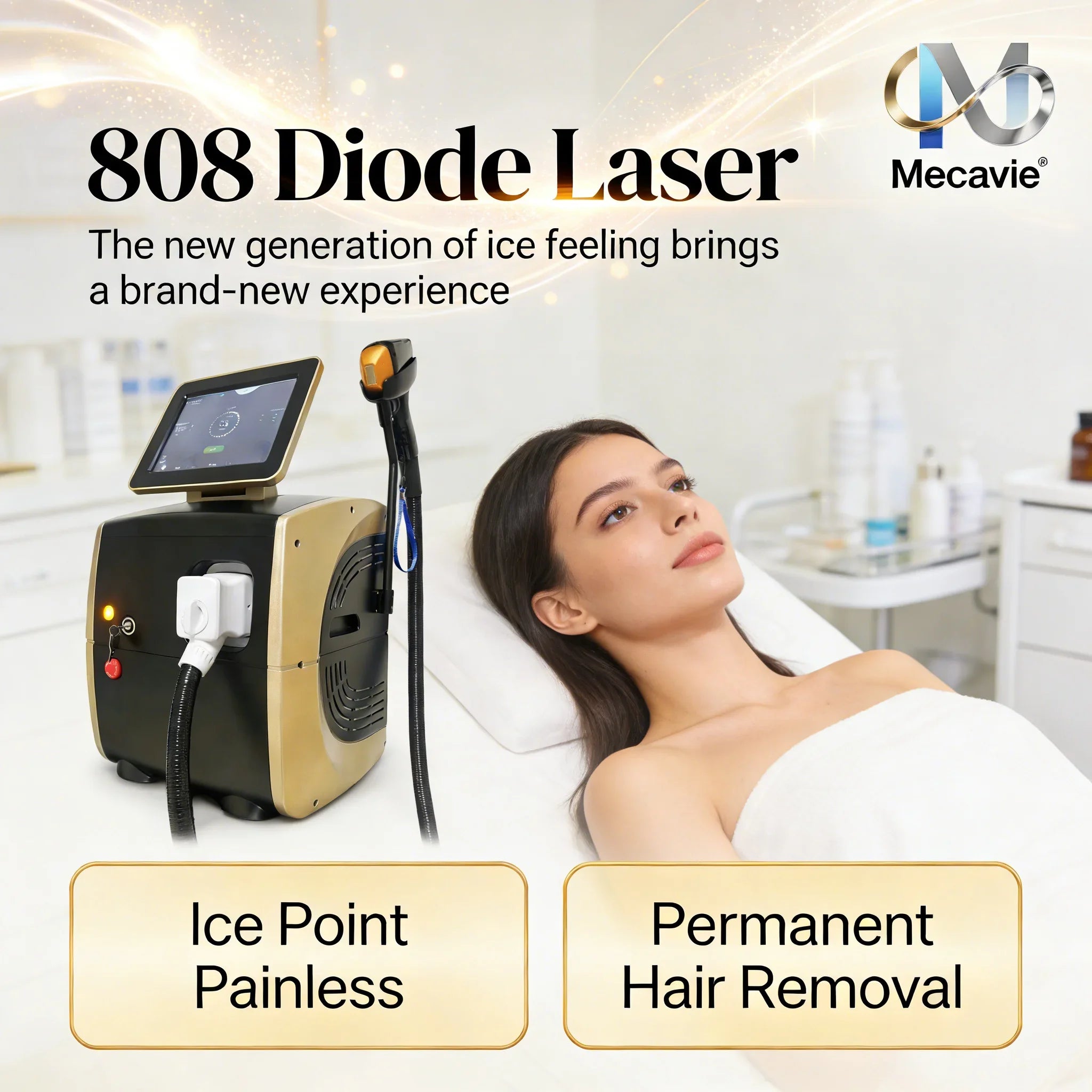 Completely Upgraded 808nm Diode Ice Titanium Laser Body Hair Removal Machine 4 Waves Face Hair Remove for Salon Epilator Unisex