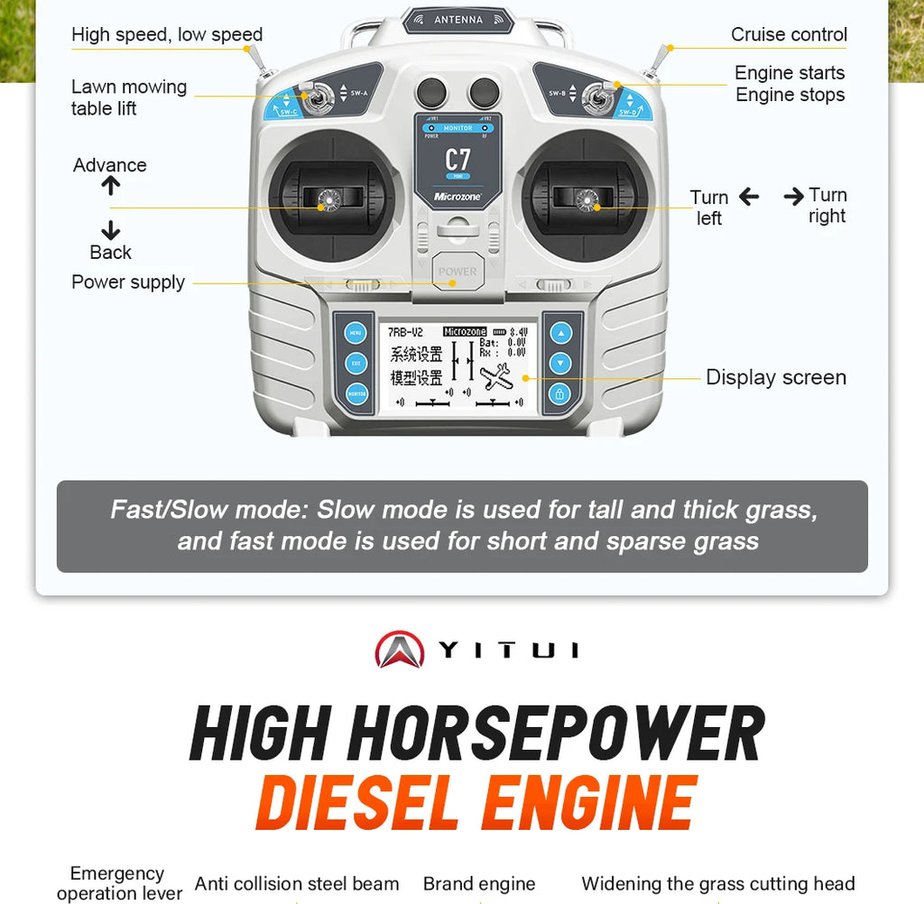 Customized Diesel Lawn Mower Long Life Low Fuel Consumption Strong Power Ce Epa Certified