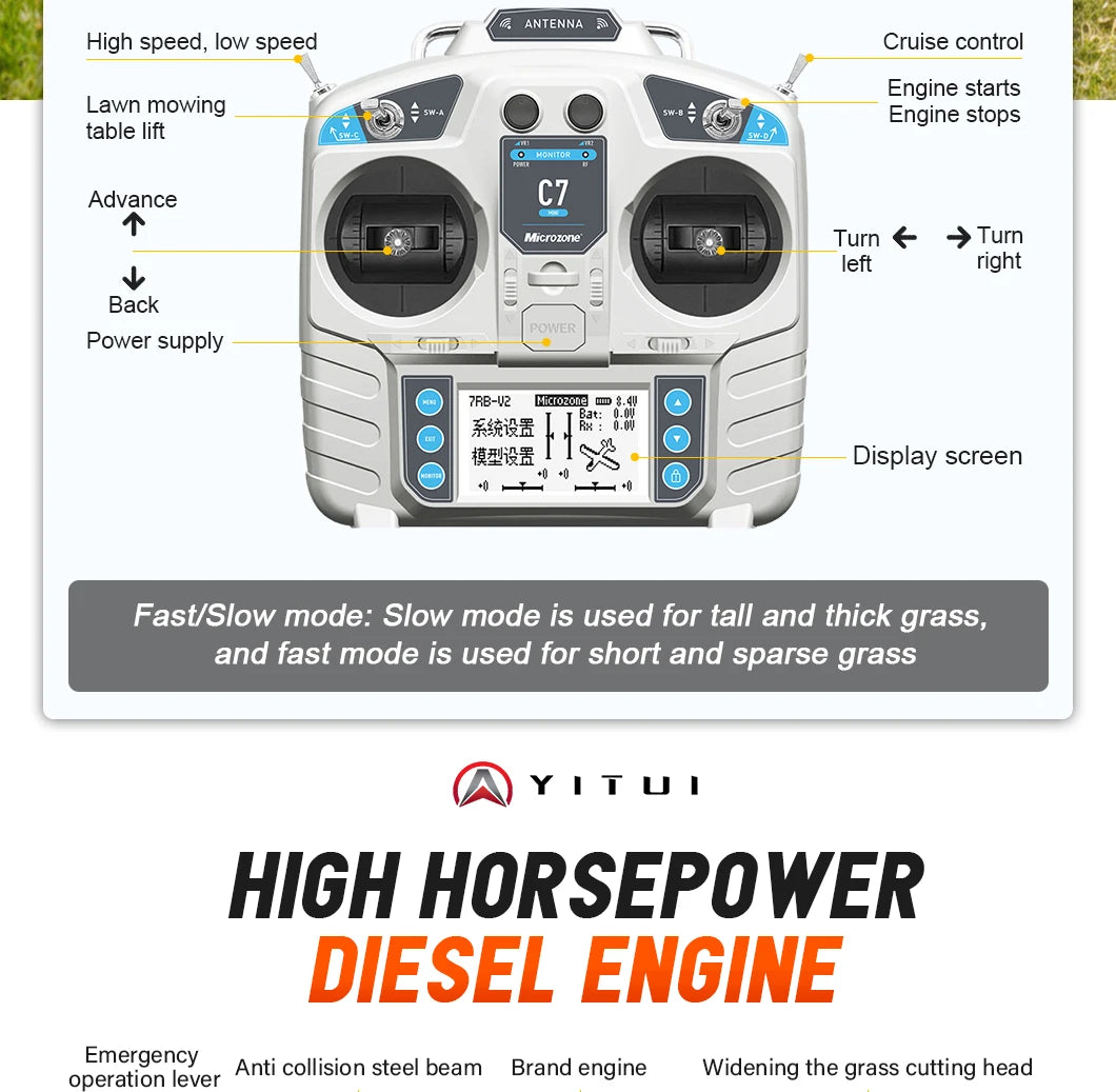 Customized Diesel Lawn Mower Long Life Low Fuel Consumption Strong Power Ce Epa Certified