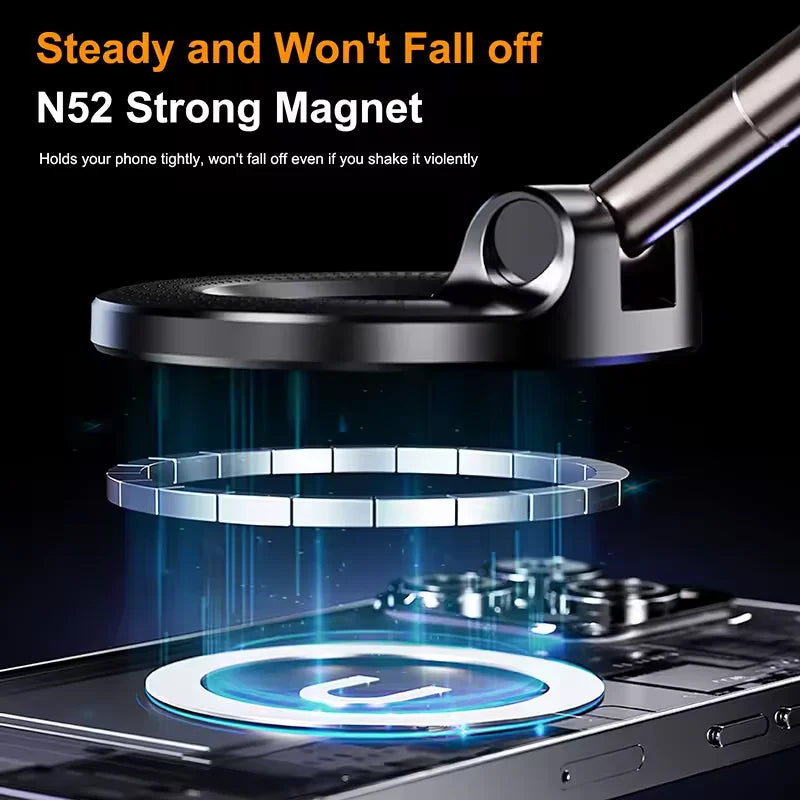 New Strong Magnetic Phone Holder Foldable Design 360° Adjustable Vacuum Car Mount For Cell Phone For Live Streaming 2026