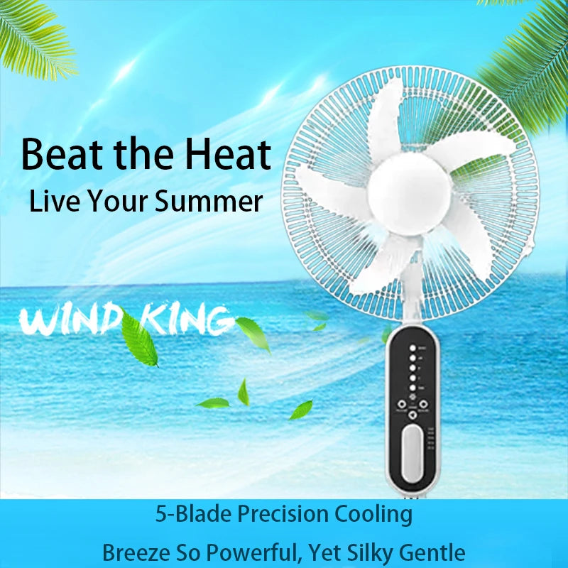 16 inch 14400mAh rechargeable battery solar rechargeable fan with solar panel, 2 bulbs, remote control function, 9 wind speeds