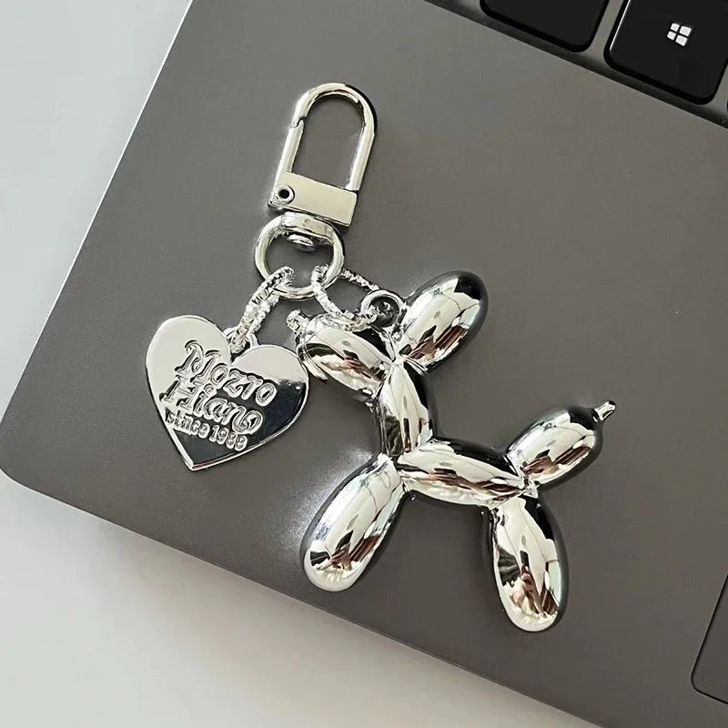 Flower Acrylic Balloon Dog Cartoon Cute Keychains Key Ring Women Men New Bling Cute Pet Bag Car Holder Airpods Box Friend Gift