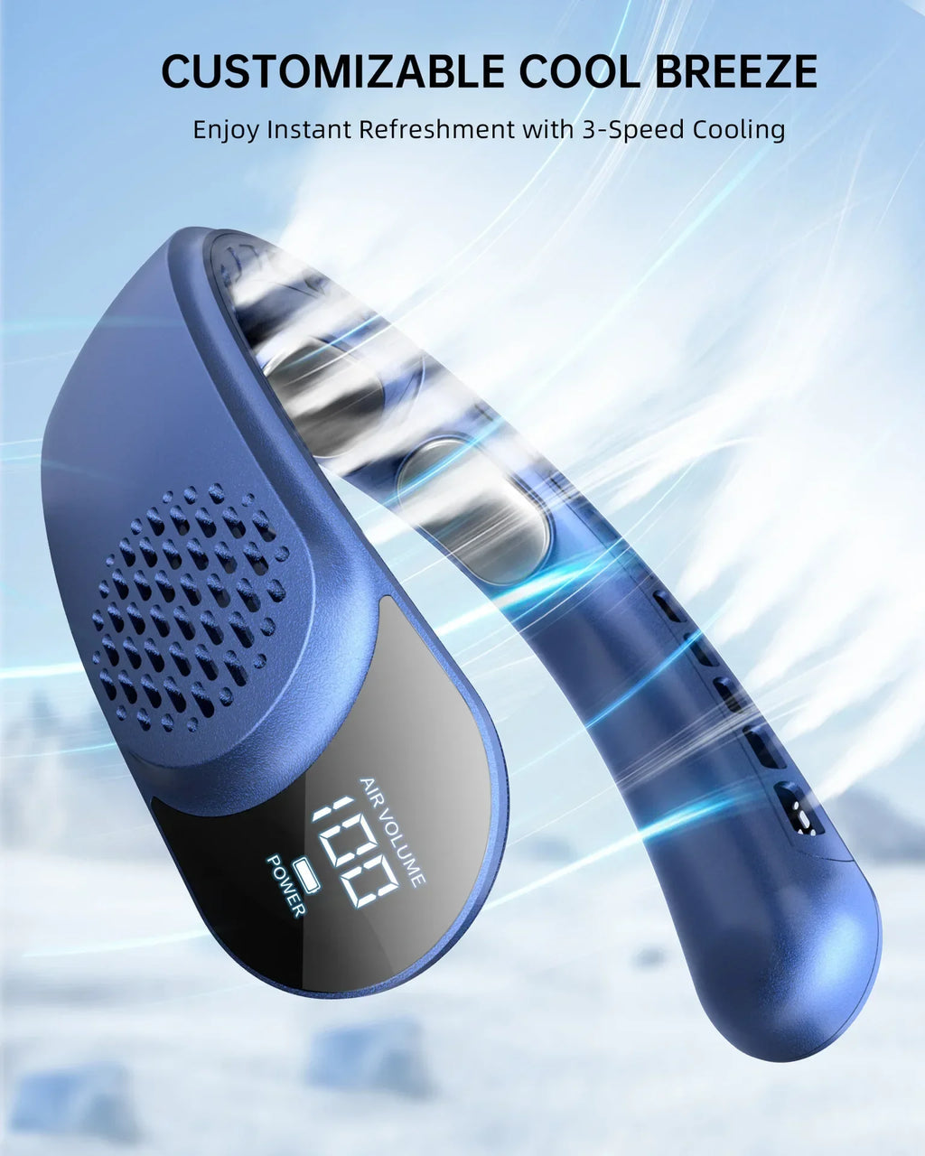 Neck Fan Turbine 360° 4000mAh Leafless Portable Vaneless Design 3 speed USB Rechargeable LED display Strong Wind Fast Cooling