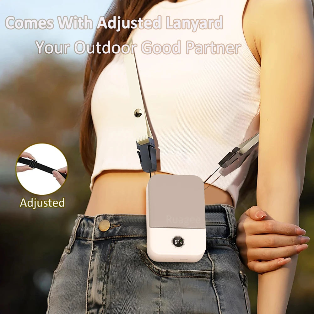 Portable Waist Fan Mini Waist Clip Fan Portable Hanging Neck Fan USB Rechargeable Wearable Waist Belt Fan for Outdoor Camping