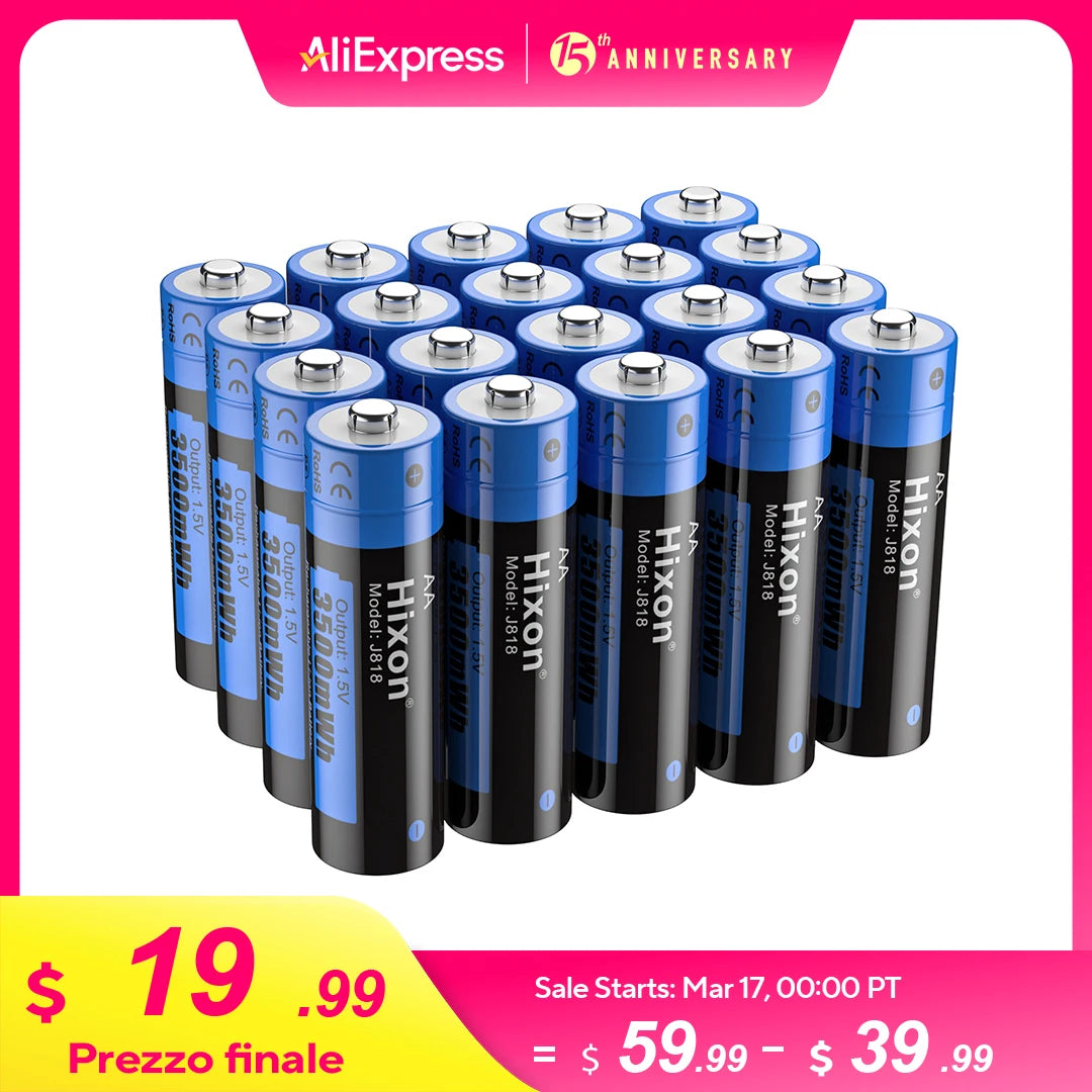 Hixon aa 1.5V Li-ion Rechargeable Battery 3500mWh 1.5V Lithium AA Rechargeable Batteries 1.5v AA Battery For Remote Control Toy