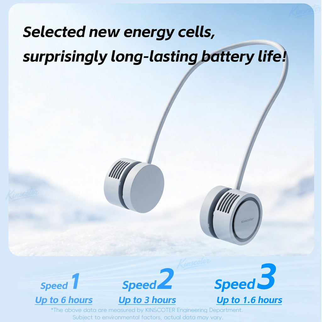New Portable Neck Fan, Foldable Mini USB Fan, Rechargeable 1600mah Cooling Wind Fans, Personal Silent Neckfan For Sports