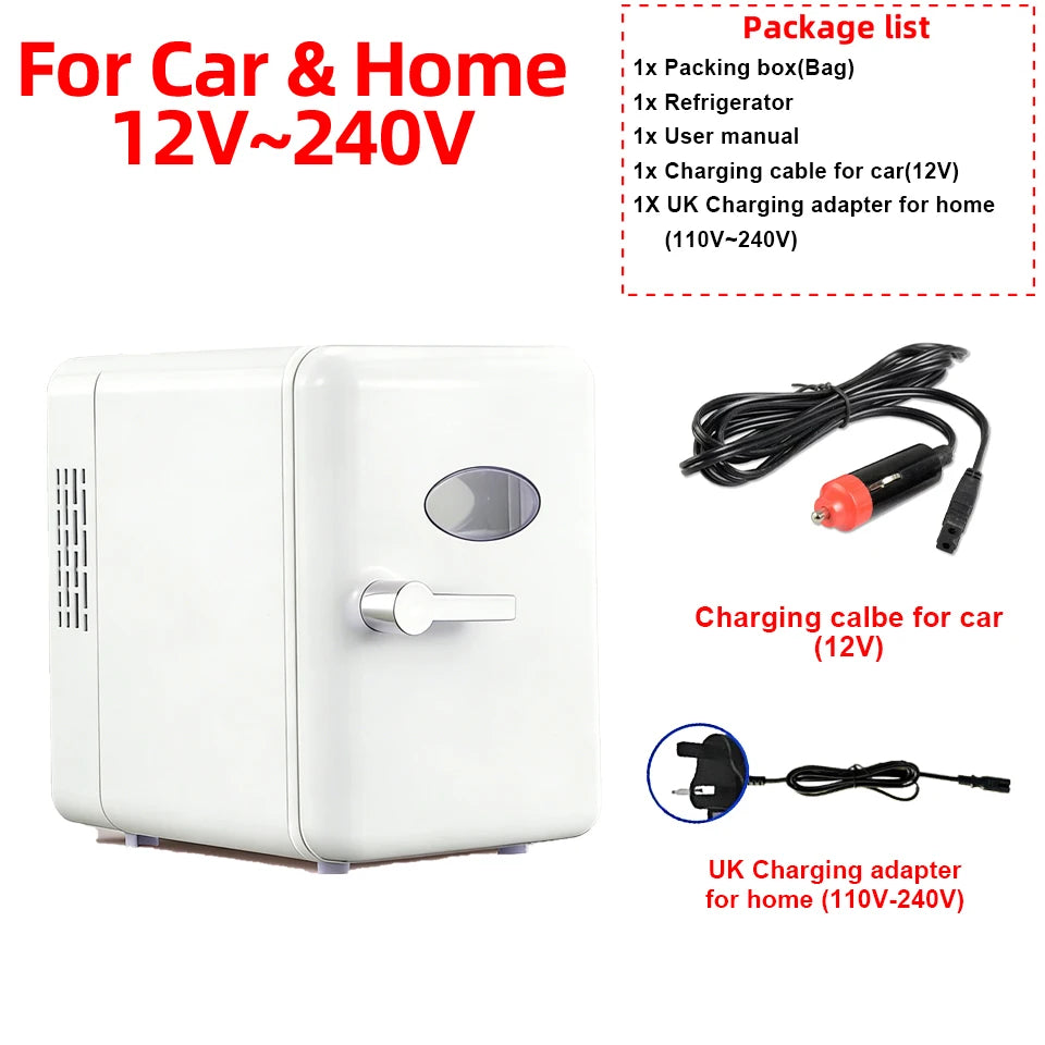 Portable 4L Mini Beauty Fridge Car & Home Dual Use Cooling Heating Refrigerator Skincare Cosmetics Makeup Face Fridge for Travel