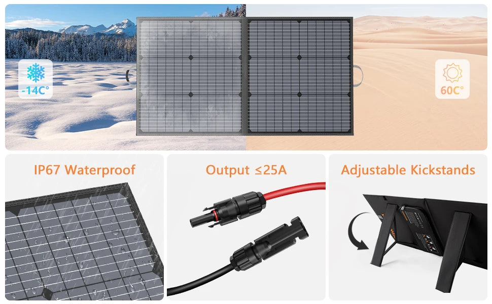 MHPOWOS 400W 220W 110W Lightweight Portable Solar Panel, Foldable Solar Panel for Outdoor Activities, IP67 Waterproof for RV
