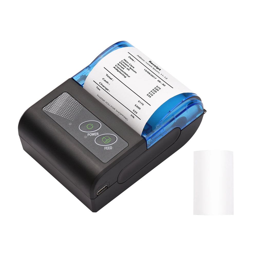 Bisofice Portable Mini Thermal Printer 2 Inch Wireless USB Receipt Bill Ticket Printer with 58mm Print Paper  for Restaurant