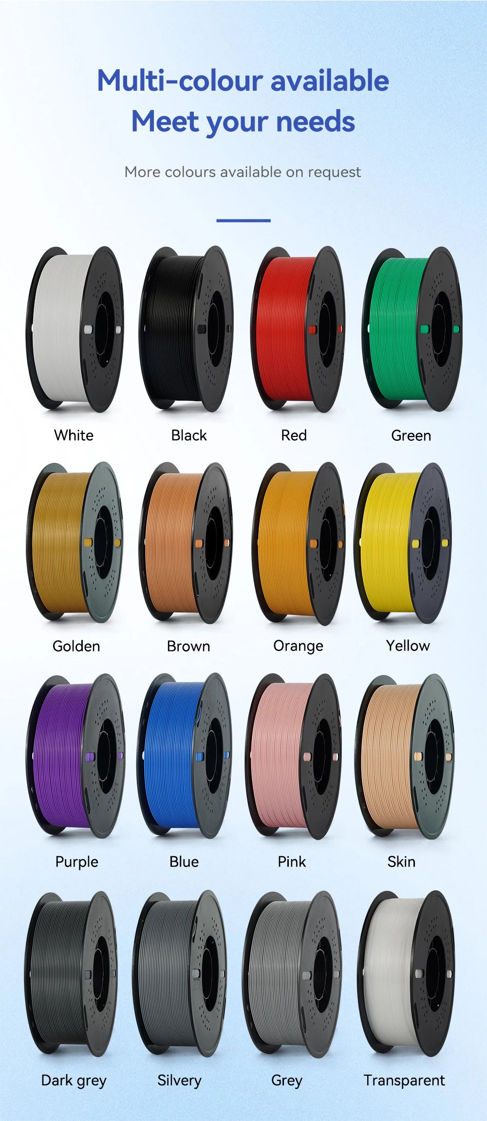 KINGROON 22LBS PETG or PLA filament 3D Printer Filament 10 Rolls 1KG 1.75MM Eco-Friendly Good Toughness Mix Color Free Shipping