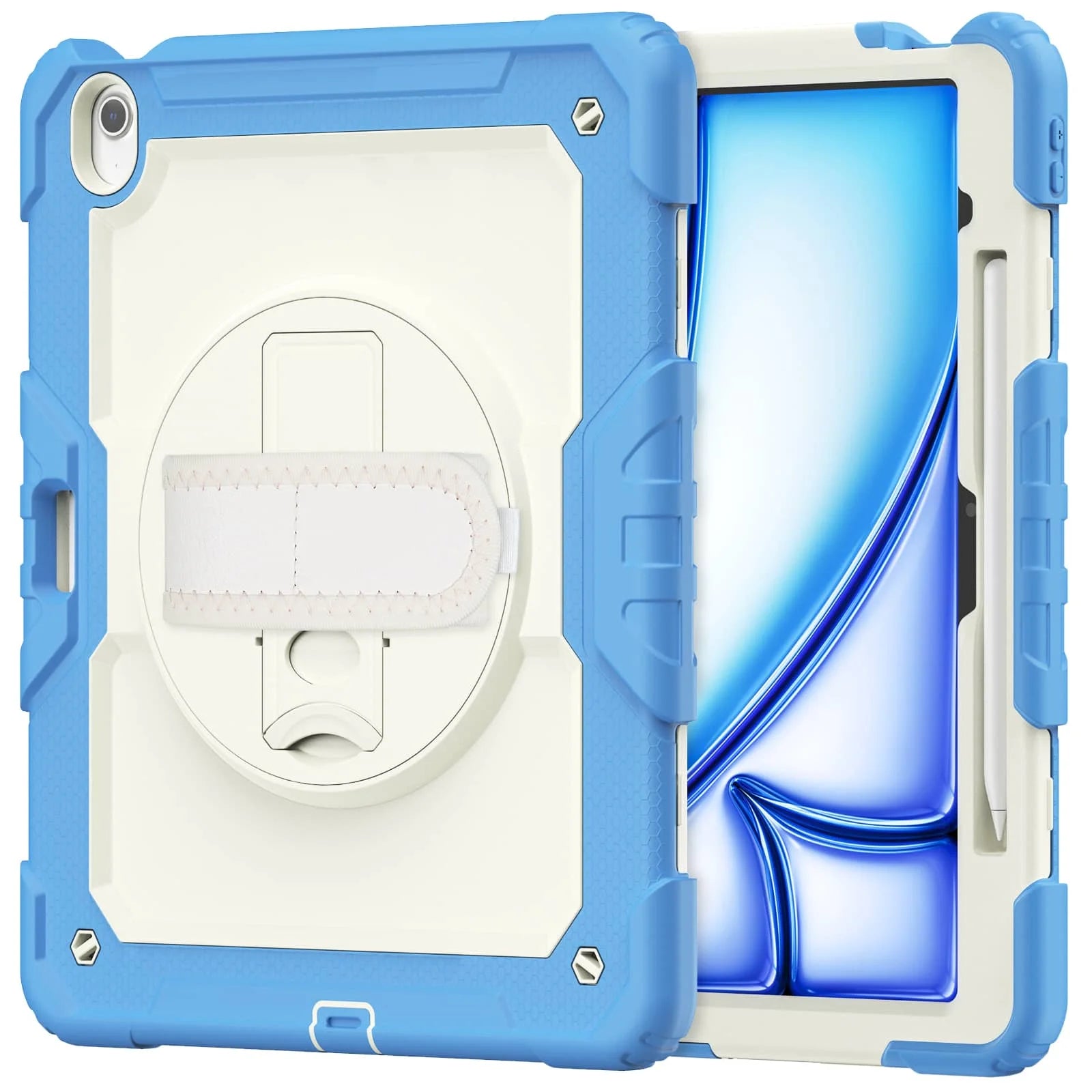 For iPad (A16) 11th Air 11 Air 13 M3  (2025) - Heavy Duty Protective Cover with Screen Protector, Shoulder Strap & Pencil Holder