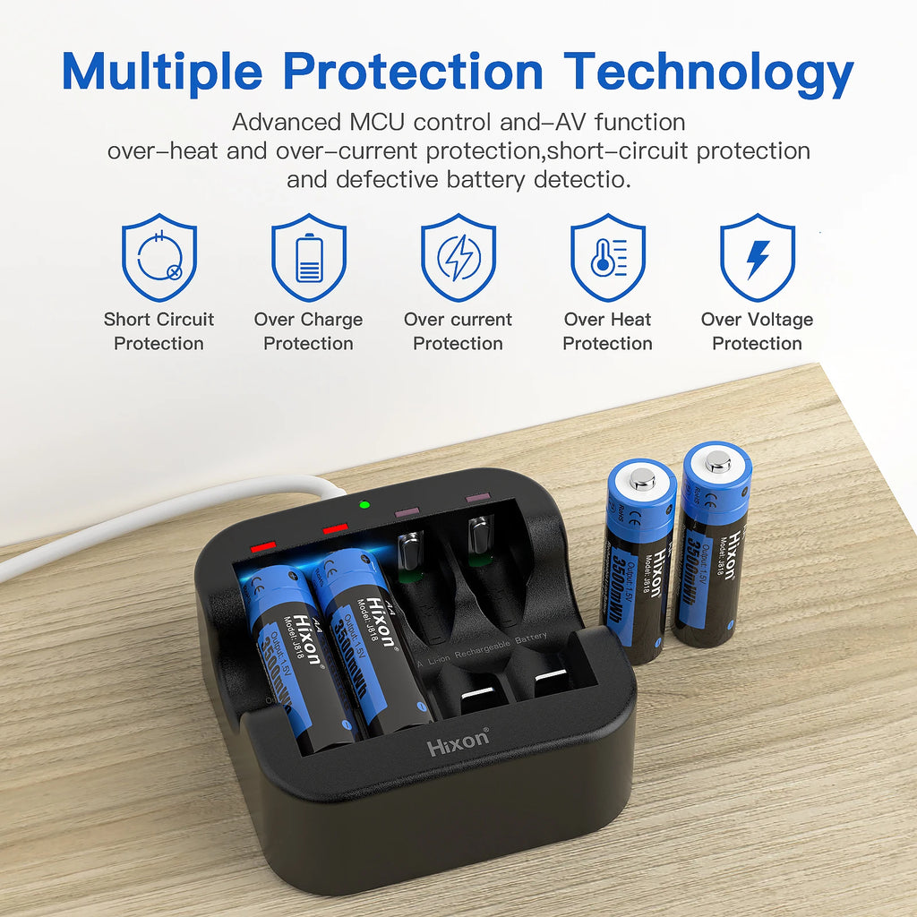 Hixon aa 1.5V Li-ion Rechargeable Battery 3500mWh 1.5V Lithium AA Rechargeable Batteries 1.5v AA Battery For Remote Control Toy