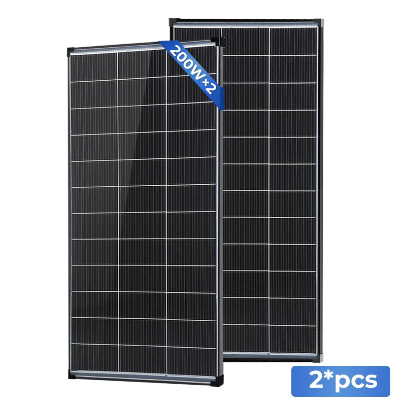 AeternaSol 400W/200W Watt 25% High-Efficiency PV Power for Home Rooftop 18B N-Type Solar Panel 12V Monocrystalline Solar Panel 18BB Cells High Efficiency Module RV Marine Boat Caravan Off Grid Monocrystalline Solar Panels Cha