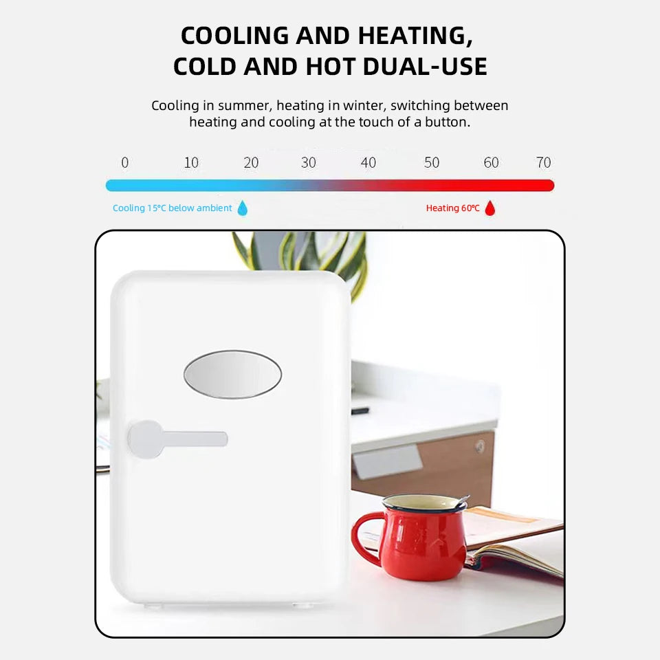 Portable 4L Mini Beauty Fridge Car & Home Dual Use Cooling Heating Refrigerator Skincare Cosmetics Makeup Face Fridge for Travel