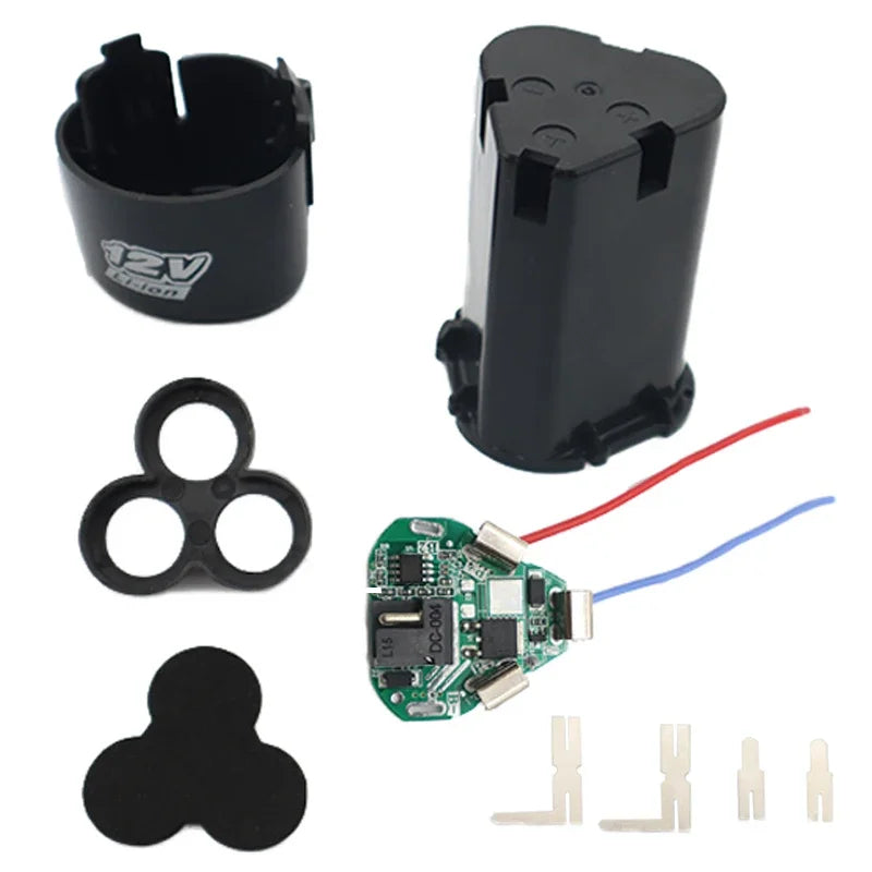 10.8V 12V Screwdriver Drill Battery Case Box with 18650 Hoder Brackets 3S 30A BMS Board for Shura Shrika Replace Use