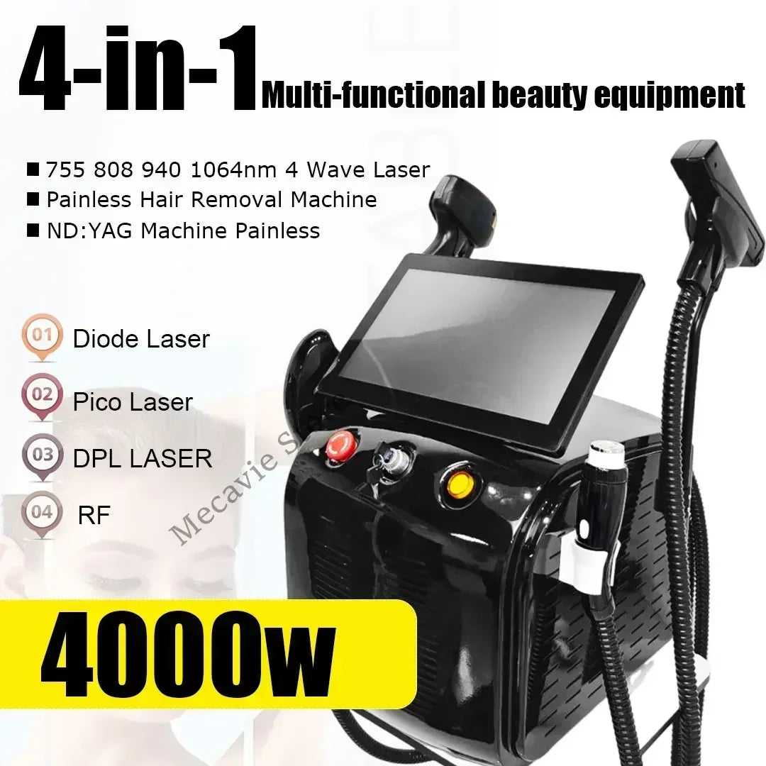 4000W 4-in-1 Diode Hair Removal And Tattoo Removal Photon Skin Rejuvenation And Firming Beauty Salon Exclusive 4 Wavelengths
