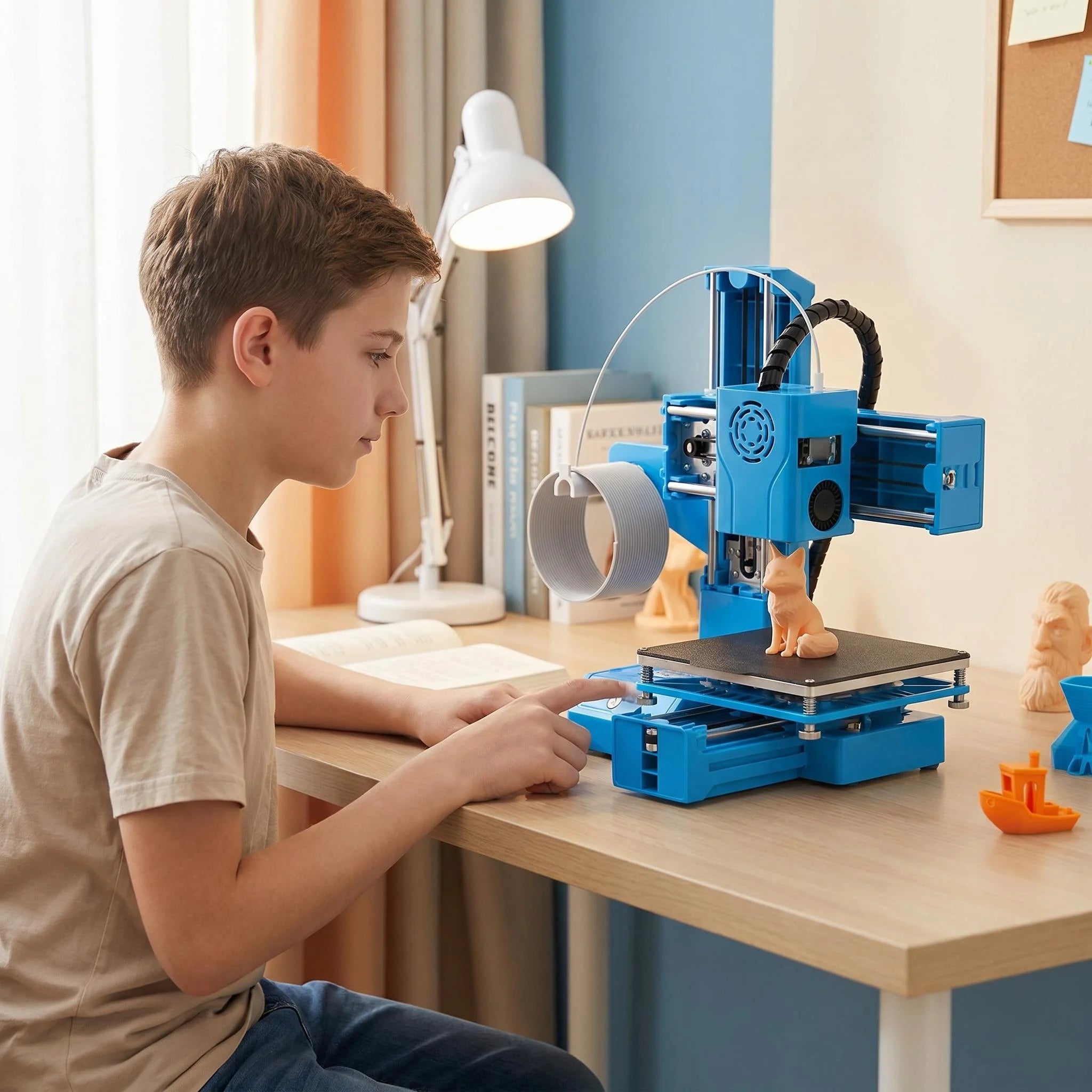 Mini 3D Printer High Precision Silent Printing Compact Desktop Easy Operation for PLA Consumables One Key Printing for Beginners