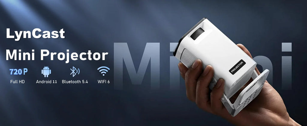 Mini Projector 1080P/4K Supported, WiFi 6 & Bluetooth 5.4, Android TV Short Throw Portable Beamer for Home Theater Outdoor Movie