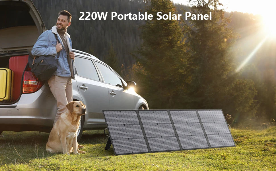 MHPOWOS Portable Solar Charger 40V 220W Foldable Solar Panel Kit for Jackery Bluetti Ecoflow Power stations RV Camping Patio