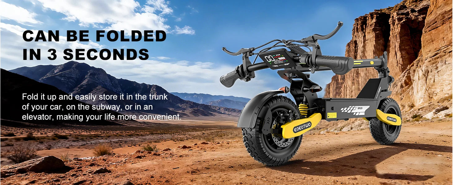 EOEOTWO 1200W Off Road Electric Scooter for Adults 48V Long Range E-Scooter 30MPH Fast Speed 11" Tubeless Tire Foldable Kick Scooter