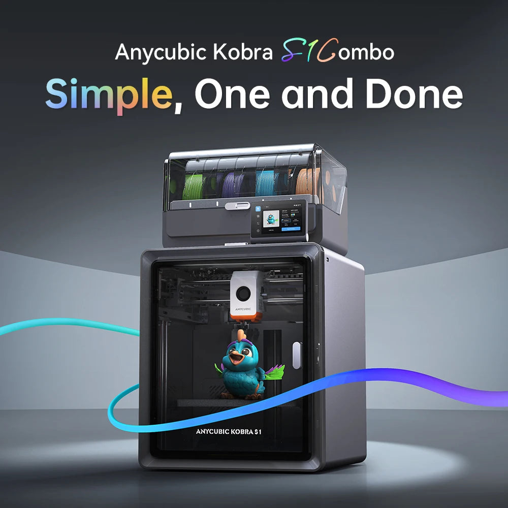 Anycubic Kobra S1 Combo Multi-Color 3D Printer Max Speed 600mm/s Core XY Stable Structure High Precision 3D Printer