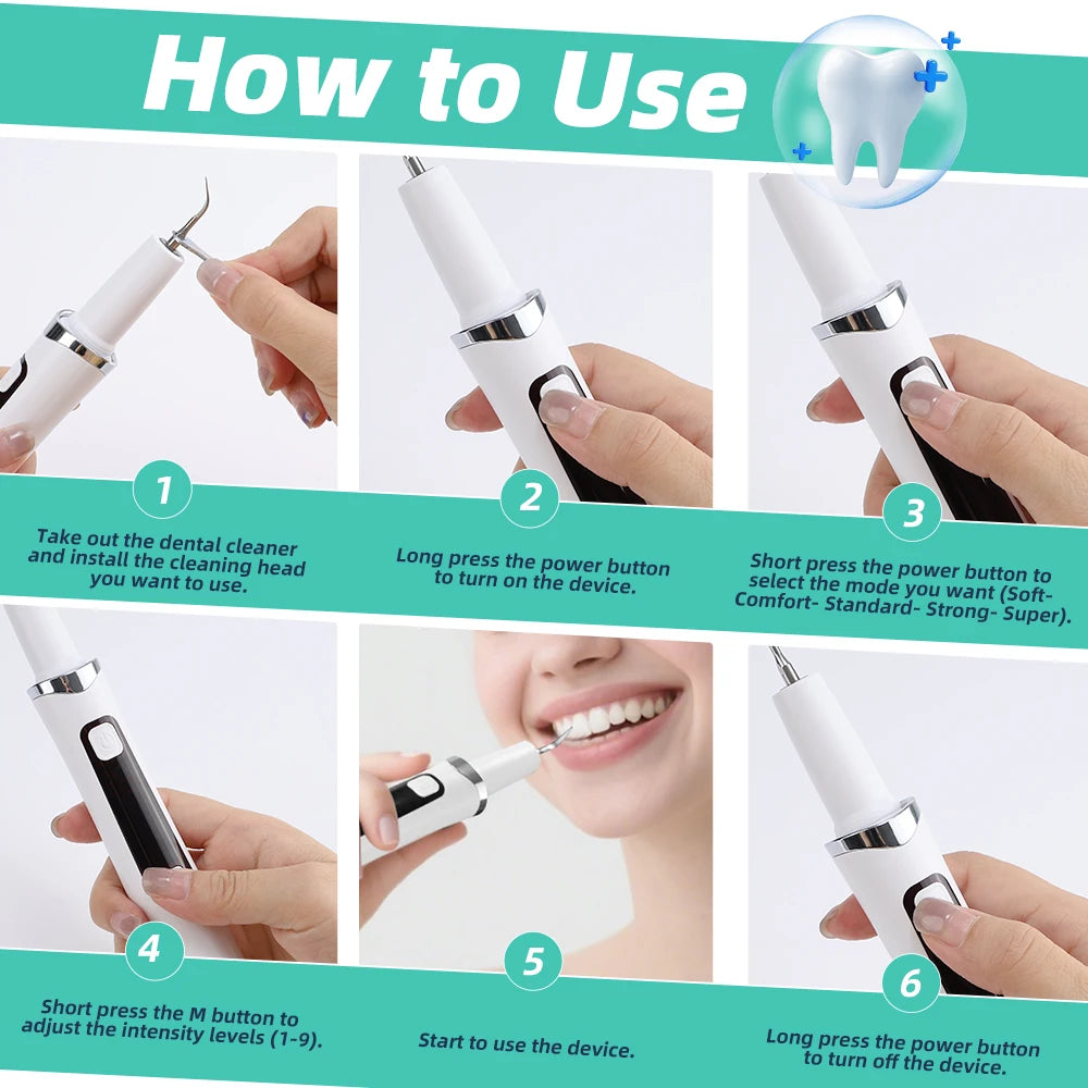 Electric Ultrasonic Dental Scaler with 5 Modes-Oral Tartar & Calculus Remover Teeth Whitening Tooth Stain Cleaner for Oral Care