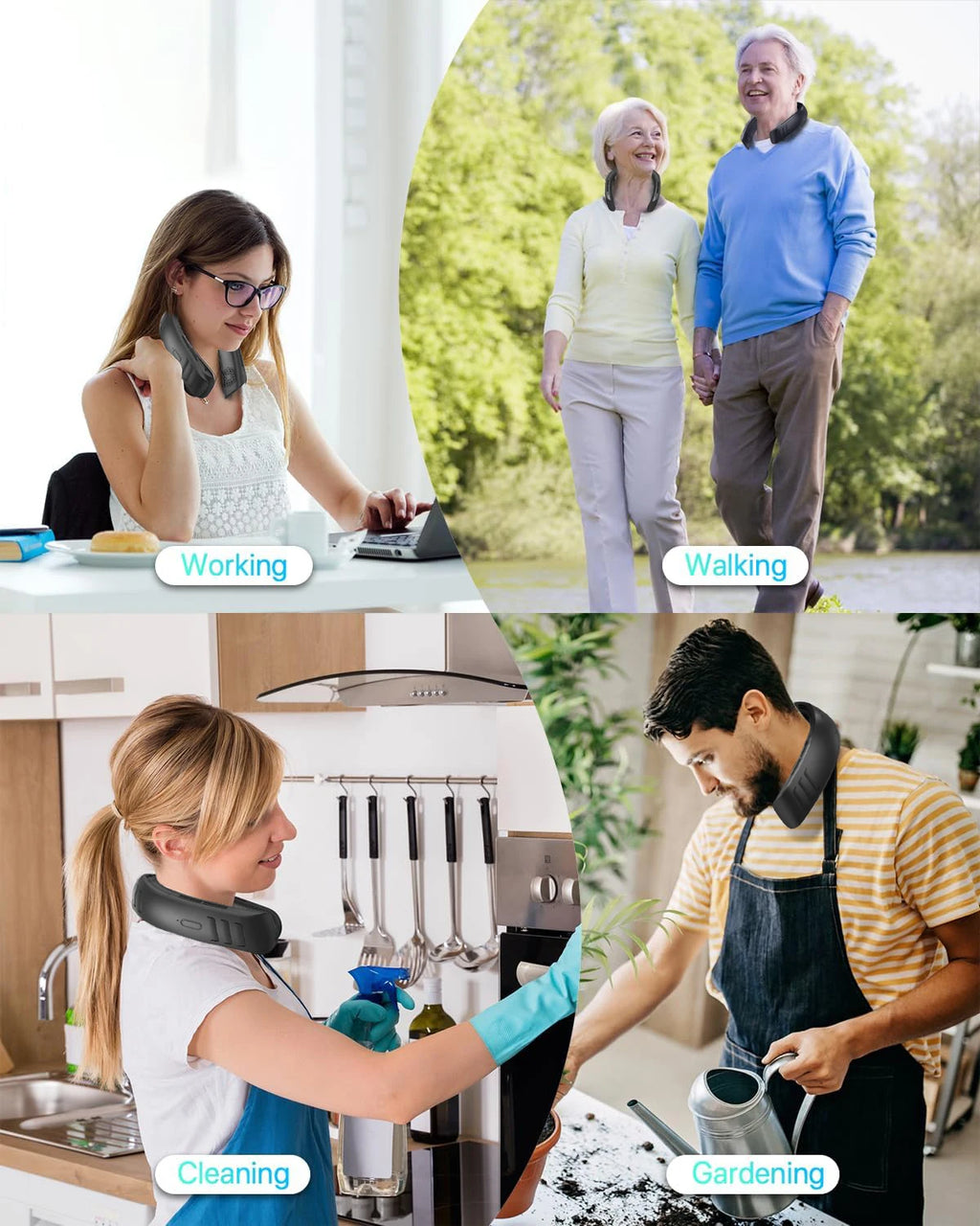 Hanging Neck Fan Portable Bladeless Air Cooler Outdoor Wearable Hands-Free Fan 6000mAh Rechargeable Neck Air Conditioner