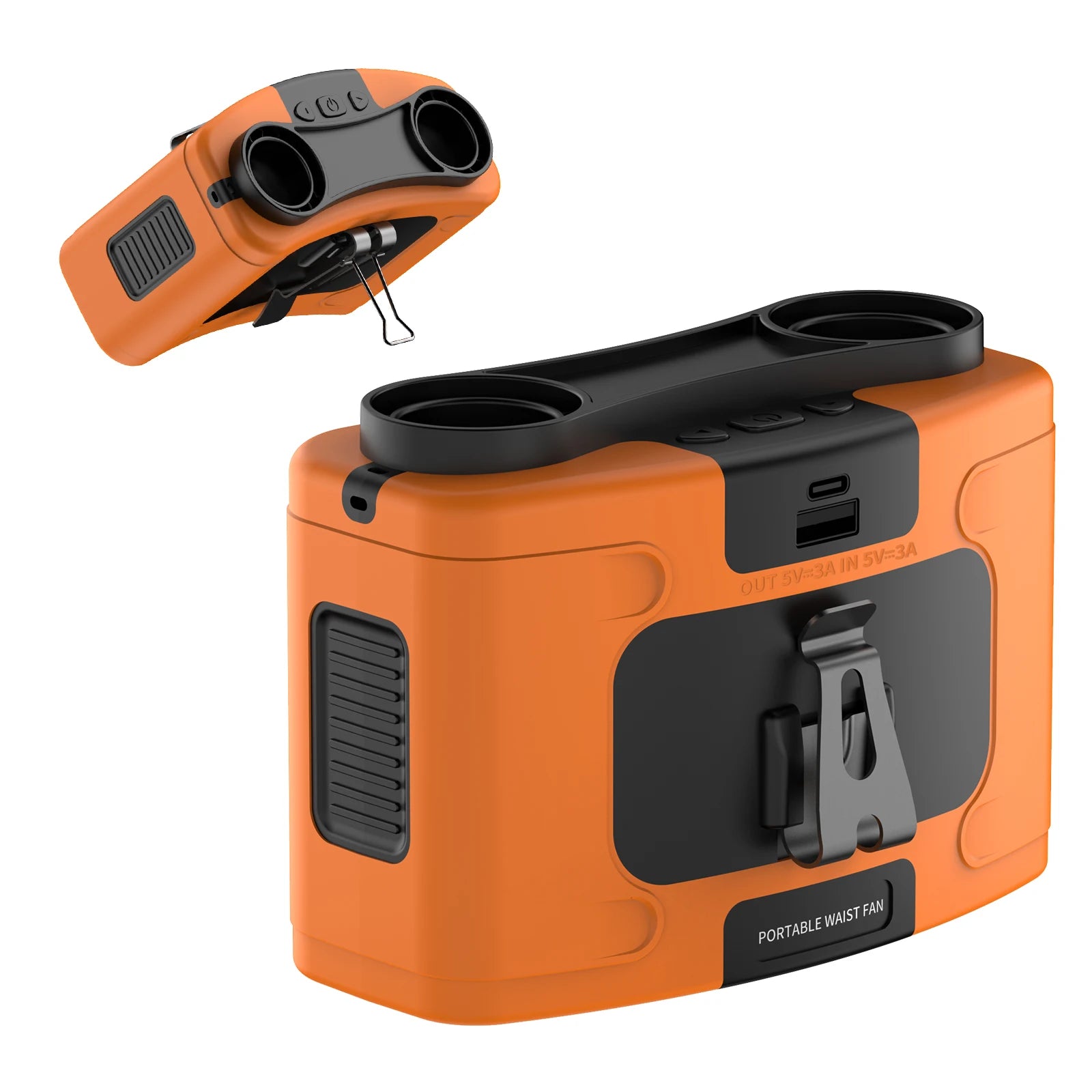 Socoolfan 20000mAh Outdoor Portable Waist Fan Hanging Neck Fan 5 Speed Strong Wind for Sports Courier Outdoor Working