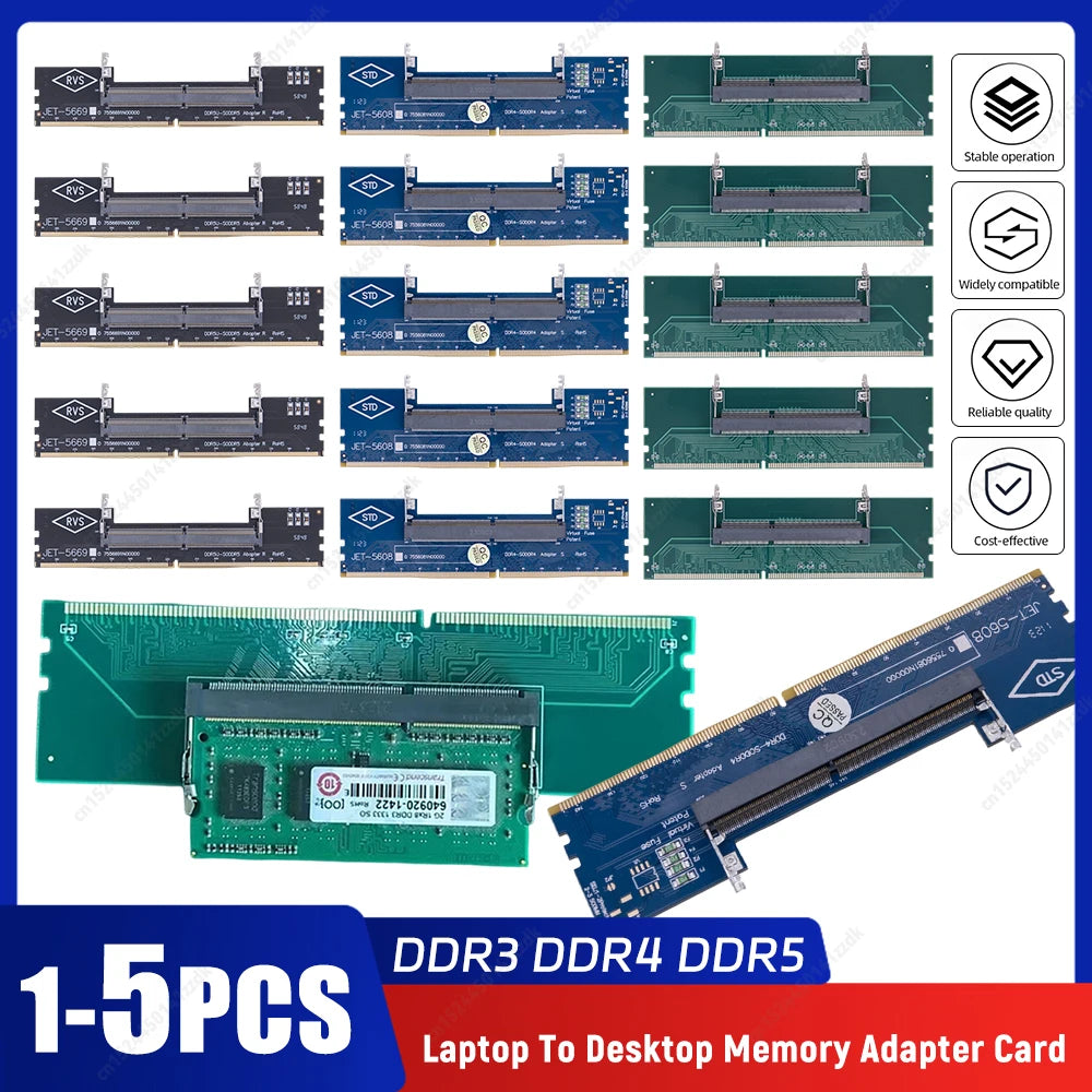 1-5PCS DR3 DDR4 Laptop To Desktop Memory Adapter Card SO-DIMM To PC DIMM Card Connector Card Memory Stick RAM Connector Adapter