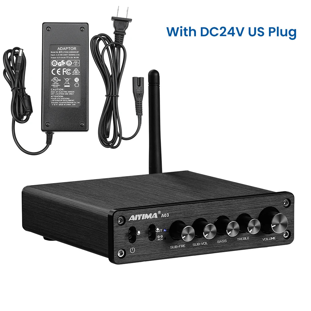 AIYIMA A03 TPA3116 Subwoofer Bluetooth Amplifier HiFi TPA3116D2 2.1 Digital Audio Power Amplifiers 50Wx2+100W Sound Amplificador
