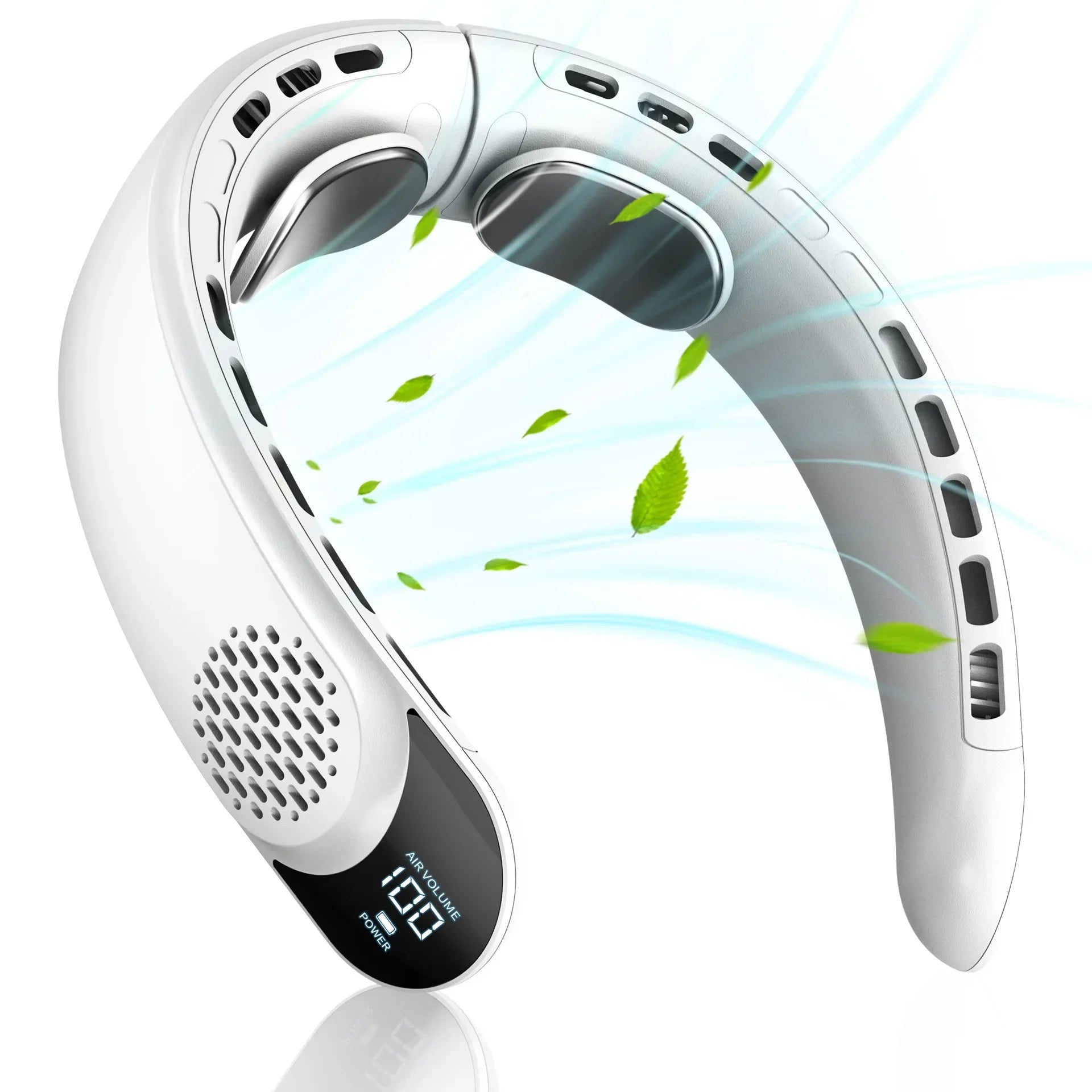 Neck Fan Turbine 360° 4000mAh Leafless Portable Vaneless Design 3 speed USB Rechargeable LED display Strong Wind Fast Cooling