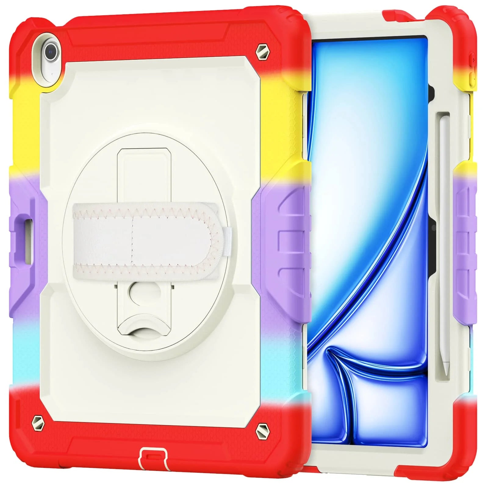 For iPad (A16) 11th Air 11 Air 13 M3  (2025) - Heavy Duty Protective Cover with Screen Protector, Shoulder Strap & Pencil Holder