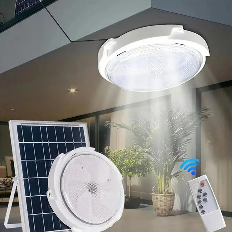 LED Solar Ceiling Light 3 Color Waterproof Solar Lamp With Remote Control Indoor Home Top Ceiling Lights Outdoor Garden Lighting