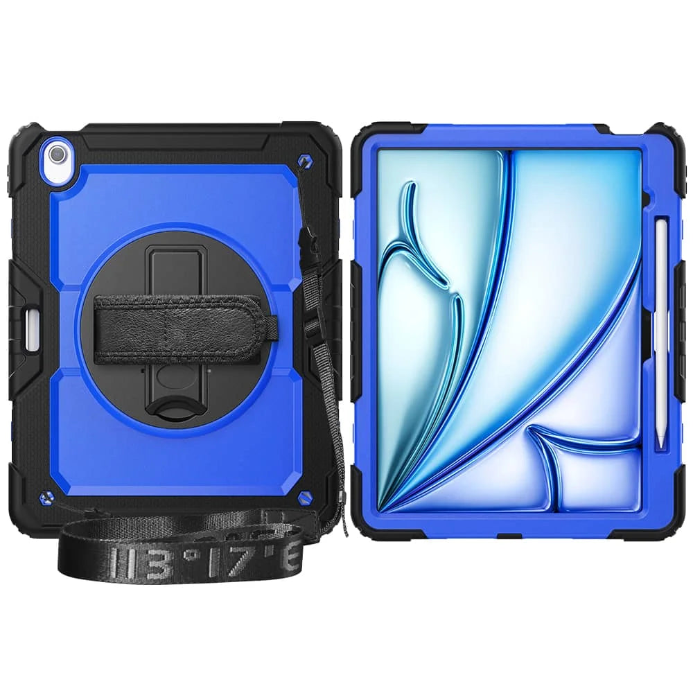 For iPad (A16) 11th Air 11 Air 13 M3  (2025) - Heavy Duty Protective Cover with Screen Protector, Shoulder Strap & Pencil Holder