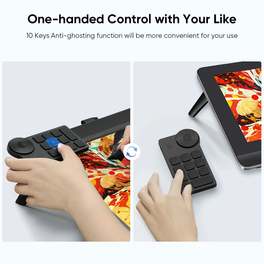 XPPen ACK05 Portable Wireless Shortcut Remote with 10 Custom Keys 1 Physical Dial 1000mAh Battery Support Bluetooth Connection