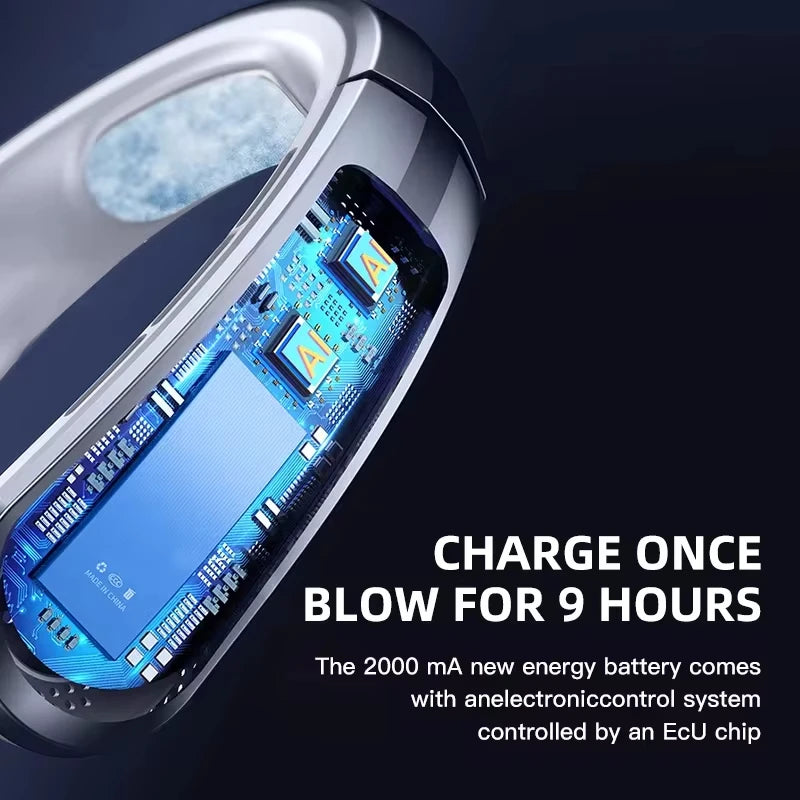 Lenovo 8000mAh Hanging Neck Fan Portable Bladeless USB Rechargeable Mute LED Digital Display Electric Air Cooler USB Handheld