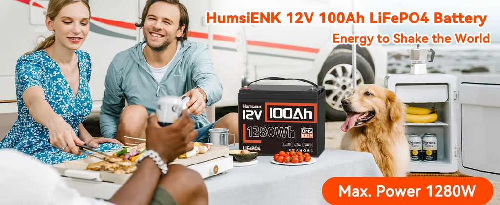 Humsienk 12V 100Ah Built-in 100A BMS Lithium Iron Phosphate Battery Packs For RV/ Vans/ Trolling Motor/Golf Cart/Camping/UL 1973