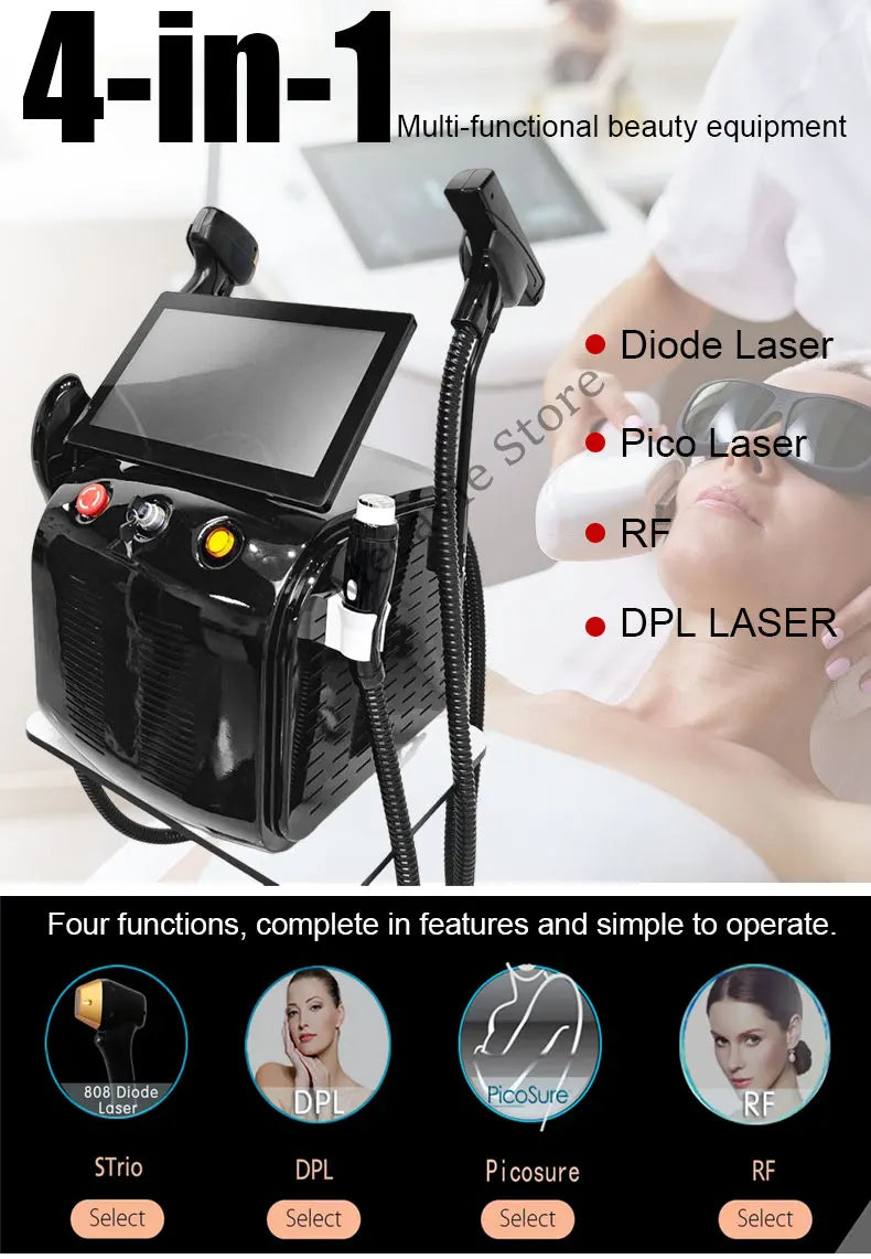 4000W 4-in-1 Diode Hair Removal And Tattoo Removal Photon Skin Rejuvenation And Firming Beauty Salon Exclusive 4 Wavelengths